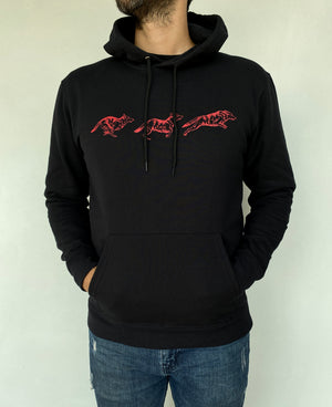 SUDADERA 3 LOBOS NEGRO