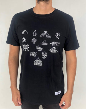CAMISETA ÍCONOS MANGA CORTA NEGRO