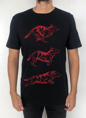 CAMISETA TRES LOBOS MANGA CORTA NEGRO